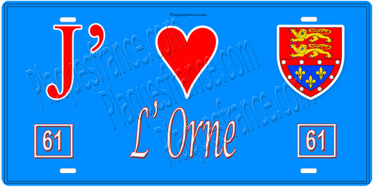 Plaque métal décorative, J' ❤️L'Orne, région  Normandie, France