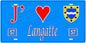 Plaque métal décorative, J'❤️Langatte, Moselle, fond mur bleu 57