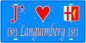 Plaque métal décorative, J'❤️Languimberg, Moselle, fond mur bleu 57