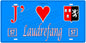 Plaque métal décorative, J'❤️Laudrefang, Moselle, fond mur bleu 57