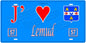 Plaque métal décorative, J'❤️Lemud, Moselle, fond mur bleu 57