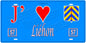 Plaque métal décorative, J'❤️Liéhon, Moselle, fond mur bleu 57