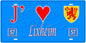 Plaque métal décorative, J'❤️Lixheim, Moselle, fond mur bleu 57