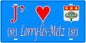 Plaque métal décorative, J'❤️ Lorry-lès-Metz, Moselle, fond mur bleu 57