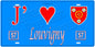 Plaque métal décorative, J'❤️Louvigny, Moselle, fond mur bleu 57