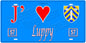 Plaque métal décorative, J'❤️Luppy, Moselle, fond mur bleu 57