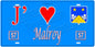 Plaque métal décorative, J'❤️Malroy, Moselle, fond mur bleu 57