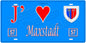 Plaque métal décorative, J'❤️Maxstadt, Moselle, fond mur bleu 57