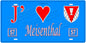 Plaque métal décorative, J'❤️ Meisenthal, Moselle, fond mur bleu 57