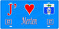 Plaque métal décorative, J'❤️ Merten , Moselle, fond mur bleu 57