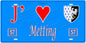 Plaque métal décorative, J'❤️Metting, Moselle, fond mur bleu 57