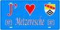 Plaque métal décorative, J'❤️Metzeresche, Moselle, fond mur bleu 57