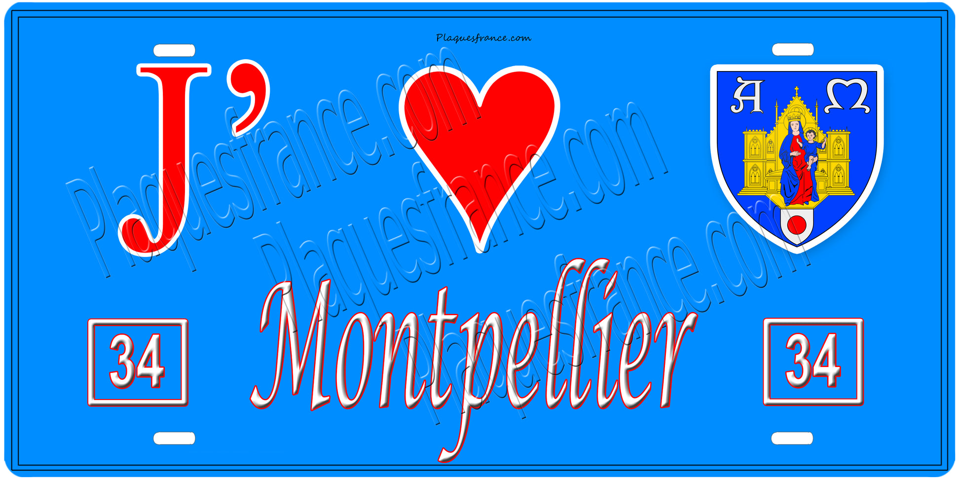 Plaque métal décorative, J' ❤️Montpellier, Hérault (34)