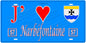 Plaque métal décorative, J'❤️ Narbéfontaine, Moselle, fond mur bleu 57