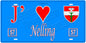 Plaque métal décorative, J'❤️Nelling, Moselle, fond mur bleu 57