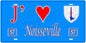 Plaque métal décorative, J'❤️Noisseville, Moselle, fond mur bleu 57