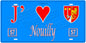Plaque métal décorative, J'❤️Nouilly, Moselle, fond mur bleu 57