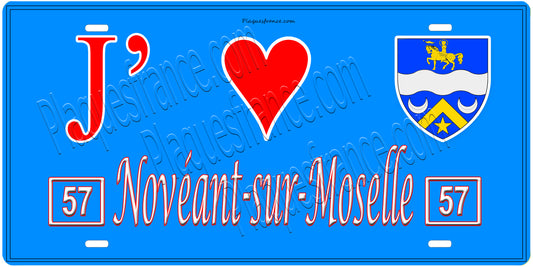 Plaque métal décorative, J'❤️ Novéant-sur-Moselle, Moselle, fond mur bleu 57