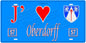 Plaque métal décorative, J'❤️ Oberdorff , Moselle, fond mur bleu 57