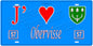Plaque métal décorative, J'❤️ Obervisse, Moselle, fond mur bleu 57