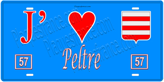 Plaque métal décorative, J'❤️Pange, Moselle, fond mur bleu 57