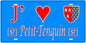 Plaque métal décorative, J'❤️Petit-Tenquin, Moselle, fond mur bleu 57
