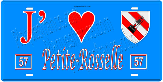 Plaque métal décorative 15 x 30 cm fond mur bleu 57 J' ❤️ Petite-Rosselle, canton Forbach Moselle 57