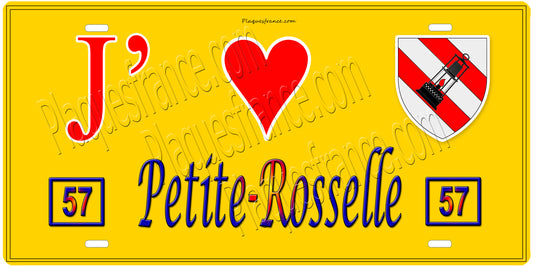 Plaque métal décorative 15 x 30 cm fond mur jaune 57 J' ❤️ Petite-Rosselle, canton Forbach Moselle 57