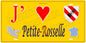 Plaque métal décorative 15 x 30 cm fond mur jaune carte J' ❤️ Petite-Rosselle, canton Forbach Moselle 57
