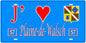 Plaque métal décorative, J'❤️Plaine-de-Walsch, Moselle, fond mur bleu 57