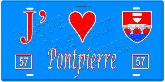 Plaque métal décorative, J'❤️ Pontpierre , Moselle (57)