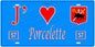 Plaque métal décorative, J'❤️Porcelette, Moselle, fond mur bleu 57