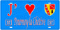 Plaque métal décorative, J'❤️ Pournoy-la-Chétive, Moselle, fond mur bleu 57