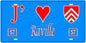 Plaque métal décorative, J'❤️Raville, Moselle, fond mur bleu 57
