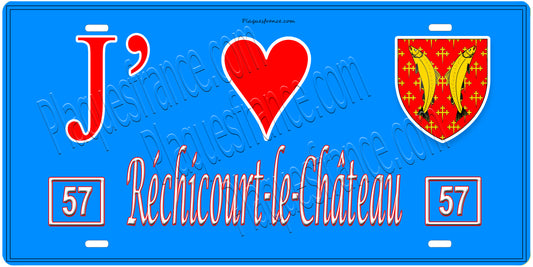 Plaque métal décorative, J'❤️Postroff, Moselle, fond mur bleu 57