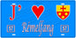 Plaque métal décorative, J'❤️ Rémelfang , Moselle, fond mur bleu 57