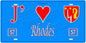 Plaque métal décorative, J'❤️Rhodes, Moselle, fond mur bleu 57
