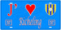 Plaque métal décorative, J'❤️Richeling, Moselle, fond mur bleu 57