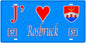 Plaque métal décorative, J'❤️ Rosbruck, Moselle, fond mur bleu 57