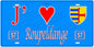 Plaque métal décorative, J'❤️ Roupeldange, Moselle, fond mur bleu 57