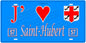 Plaque métal décorative, J'❤️Saint-Hubert, Moselle, fond mur bleu 57