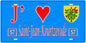 Plaque métal décorative, J'❤️Saint-Jean-Kourtzerode, Moselle, fond mur bleu 57
