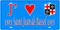 Plaque métal décorative, J'❤️Saint-Jean-de-Bassel, Moselle, fond mur bleu 57