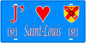 Plaque métal décorative, J'❤️Saint-Louis, Moselle, fond mur bleu 57