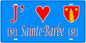 Plaque métal décorative, J'❤️Sainte-Barbe, Moselle, fond mur bleu 57