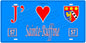 Plaque métal décorative, J'❤️ Sainte-Ruffine, Moselle, fond mur bleu 57