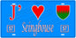 Plaque métal décorative, J'❤️ Seingbouse, Moselle, fond mur bleu 57