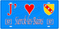Plaque métal décorative, J'❤️ Sierck-les-Bains, Moselle, fond mur bleu 57