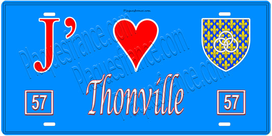 Plaque métal décorative, J'❤️ Thonville, Moselle (57)
