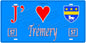 Plaque métal décorative, J'❤️Trémery, Moselle, fond mur bleu 57